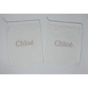 See By Chloe White Drawstring Dust Bags x2 Travel Shoes Purse Storage 13.5”x12”